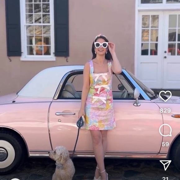 MESTIZA New York Tese Mini Dress in Watercolor Peony Garden - Picture 3 of 8